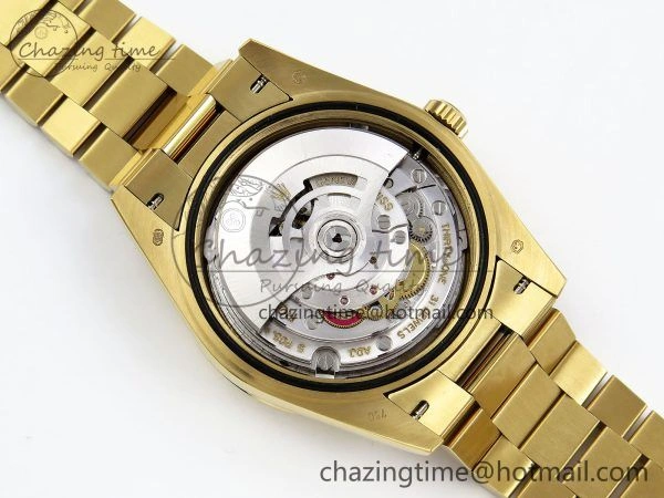 Day Date 40 YG JDF Gain Weight 904L Steel Silver Textured Stick Dial on President Bracelet VR3255 V3