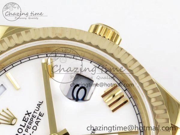 Day Date 40 YG JDF Gain Weight 904L Steel White Big Roman Dial on President Bracelet VR3255 V3