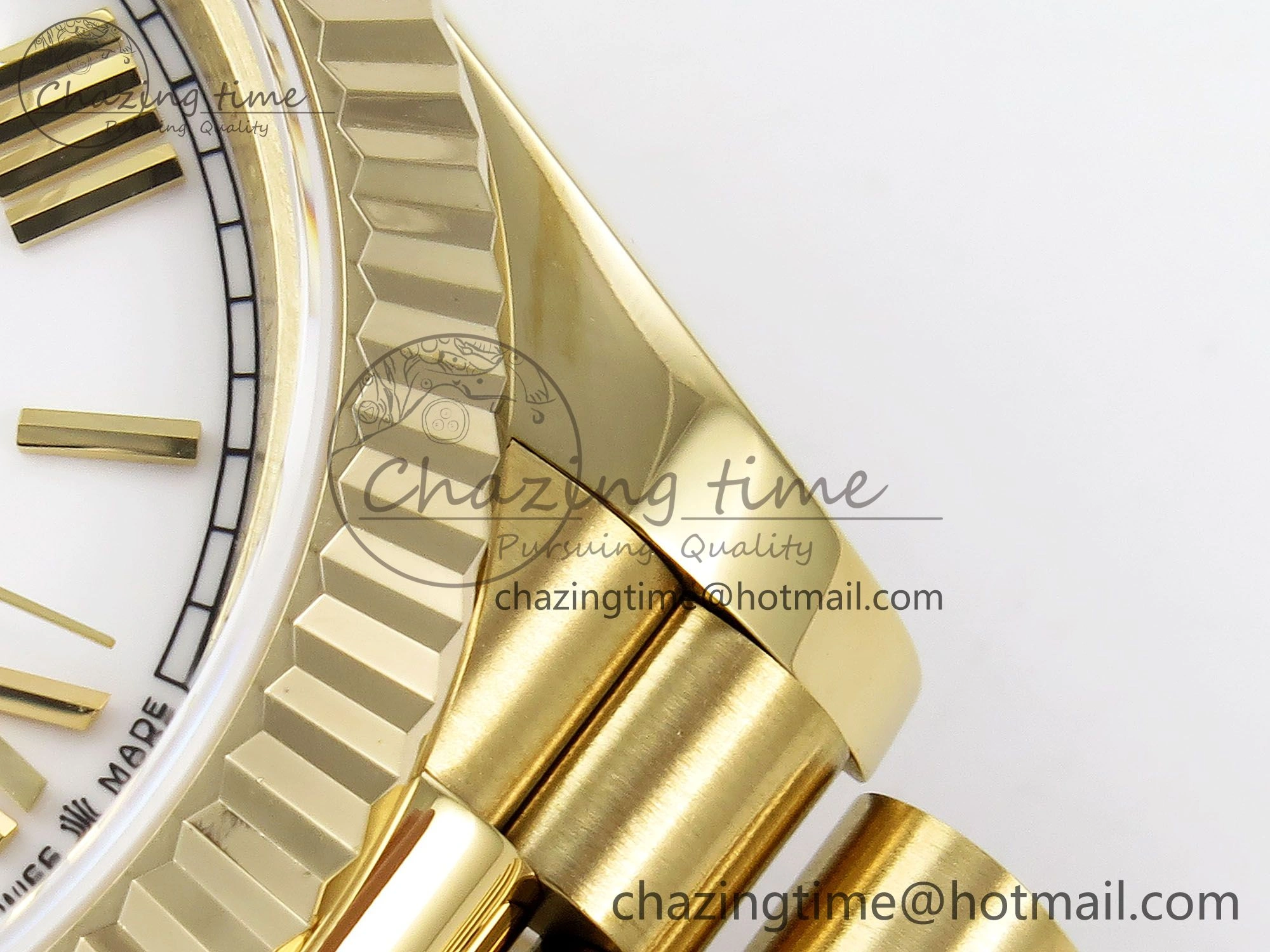 Day Date 40 YG JDF Gain Weight 904L Steel White Big Roman Dial on President Bracelet VR3255 V3