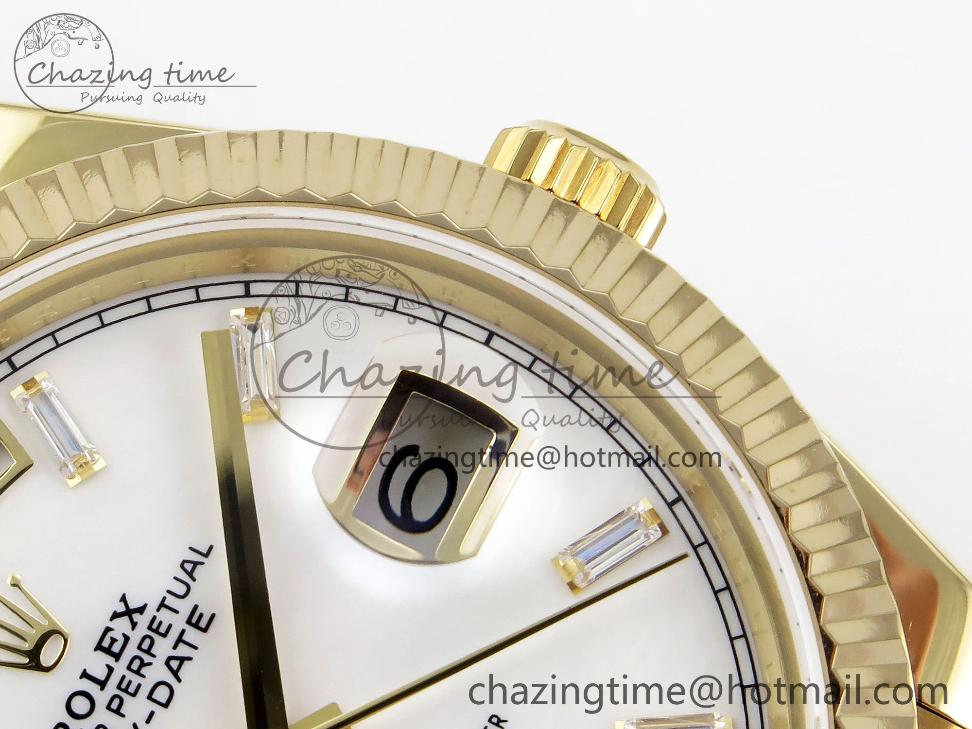 Day Date 40 YG JDF Gain Weight 904L Steel White Crystal Dial on President Bracelet VR3255 V3