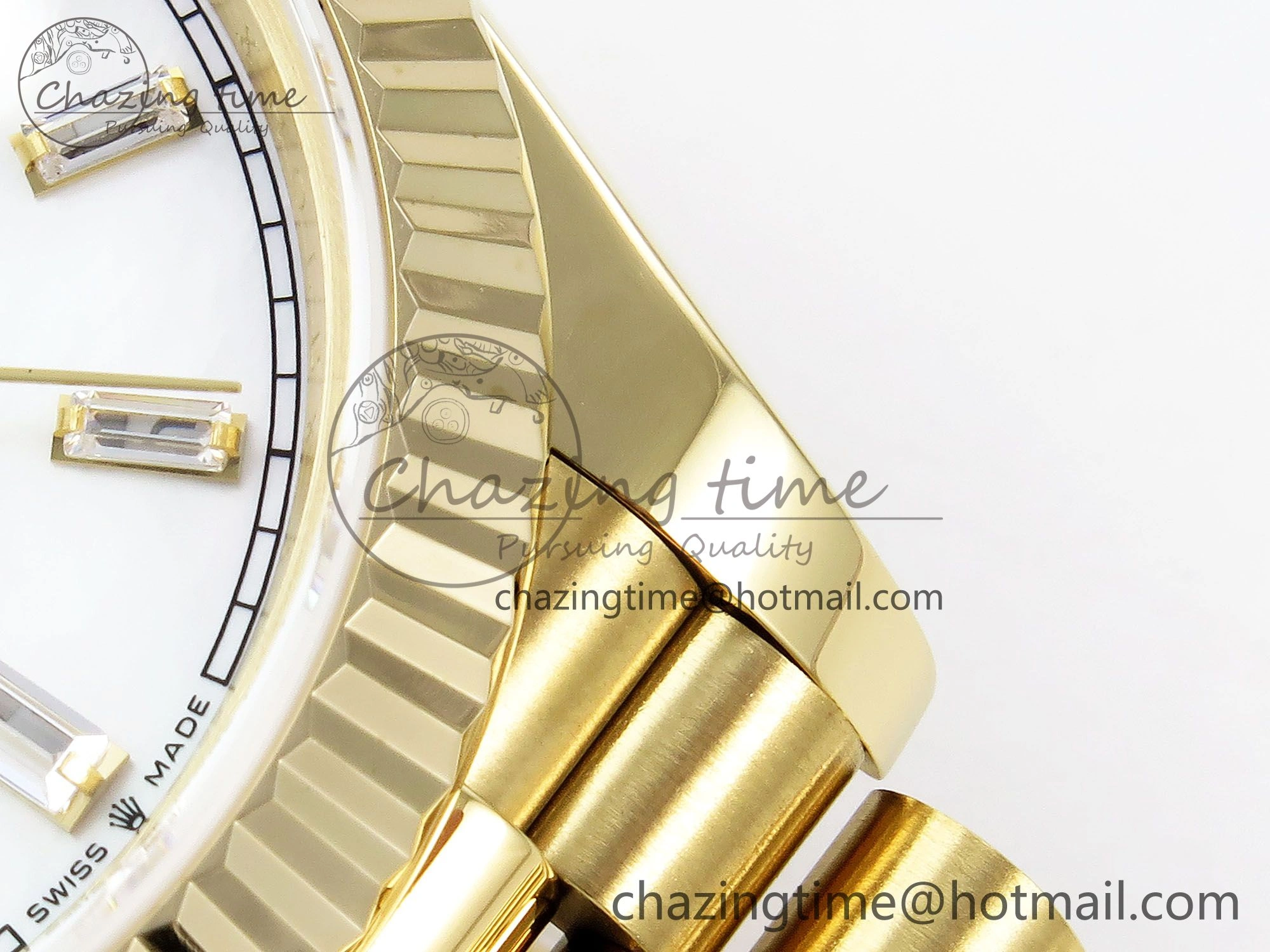 Day Date 40 YG JDF Gain Weight 904L Steel White Crystal Dial on President Bracelet VR3255 V3