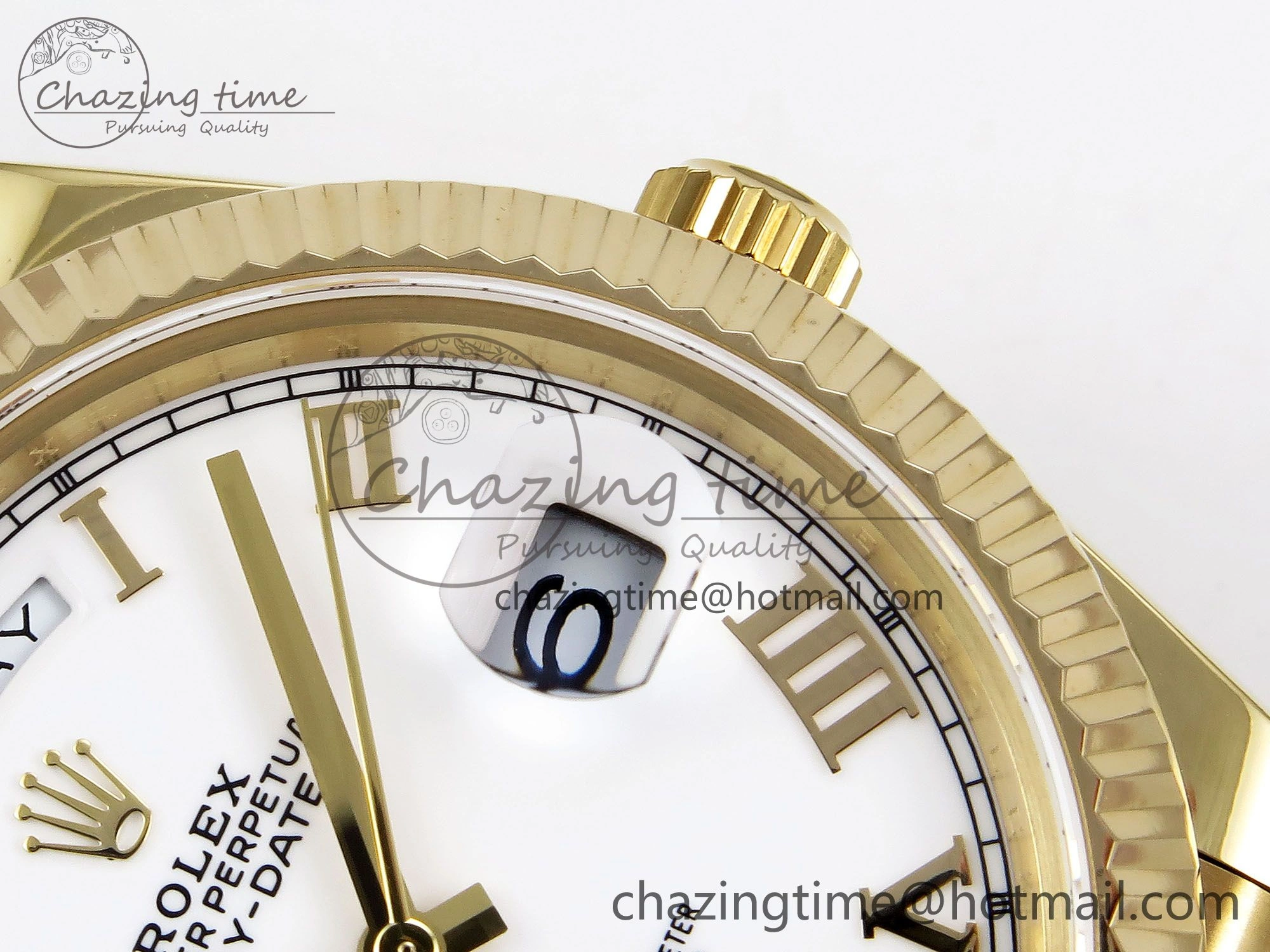 Day Date 40 YG JDF Gain Weight 904L Steel White Roman Dial on President Bracelet VR3255 V3