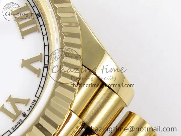 Day Date 40 YG JDF Gain Weight 904L Steel White Roman Dial on President Bracelet VR3255 V3