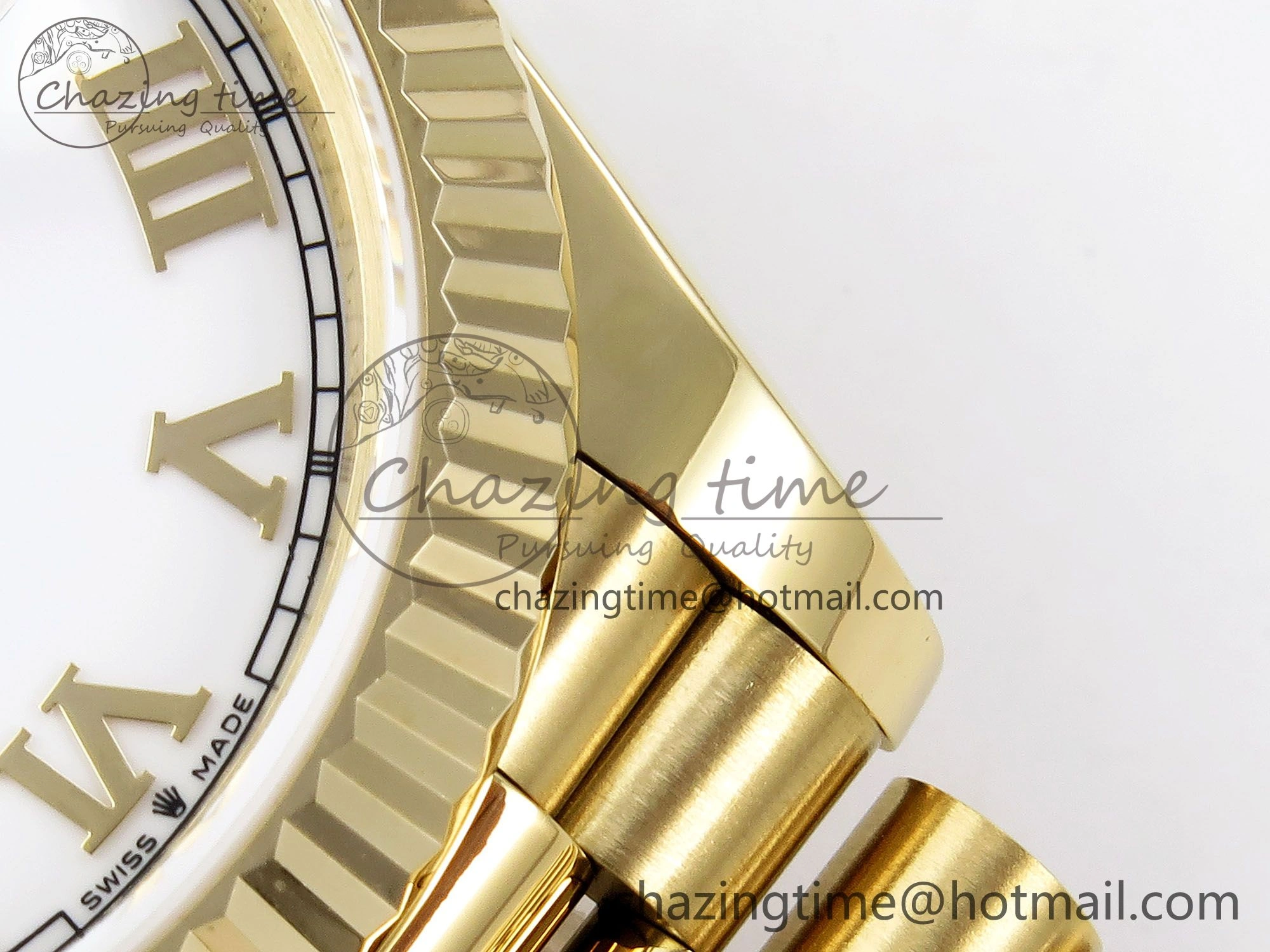 Day Date 40 YG JDF Gain Weight 904L Steel White Roman Dial on President Bracelet VR3255 V3