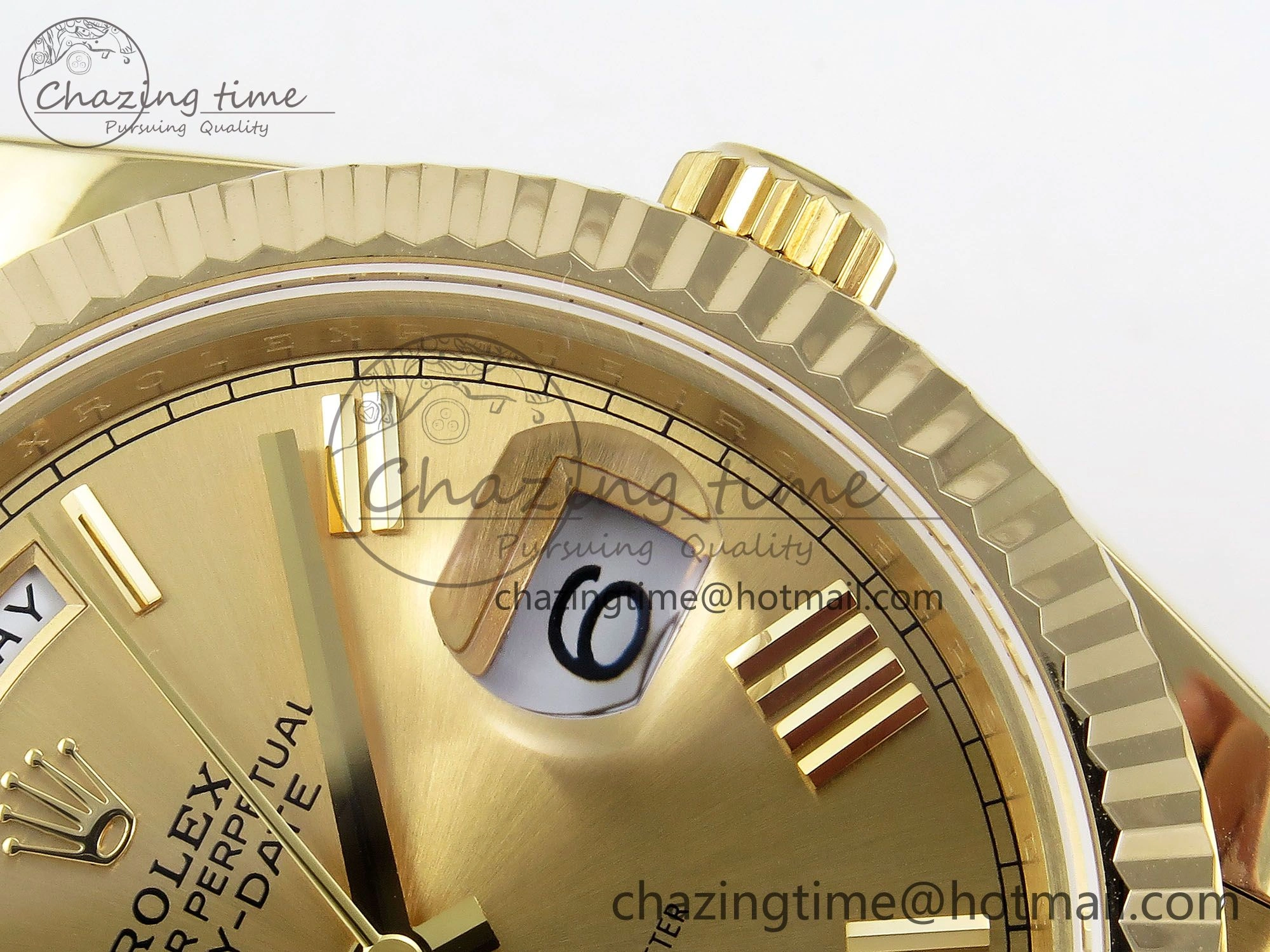 Day Date 40 YG JDF Gain Weight 904L Steel YG Big Roman Dial on President Bracelet VR3255 V3