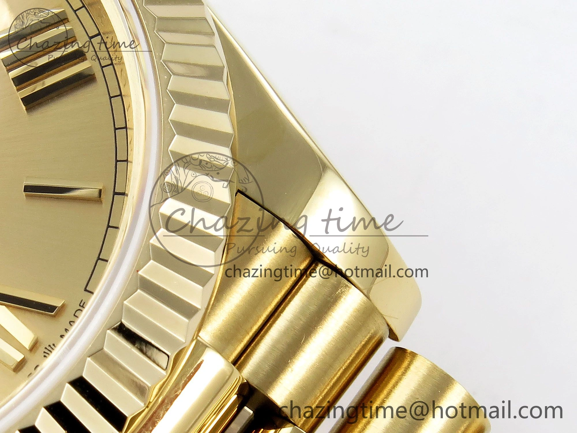 Day Date 40 YG JDF Gain Weight 904L Steel YG Big Roman Dial on President Bracelet VR3255 V3