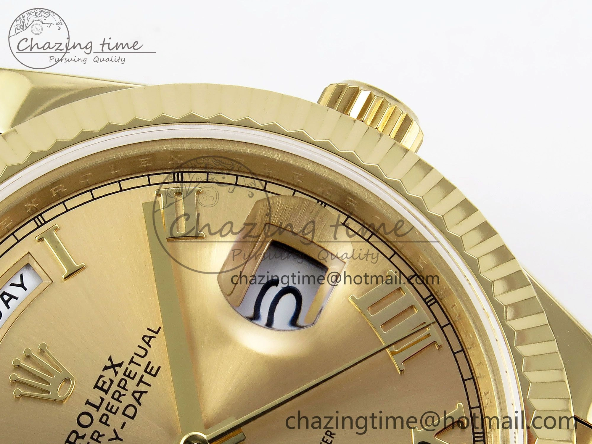 Day Date 40 YG JDF Gain Weight 904L Steel YG Roman Dial on President Bracelet VR3255 V3