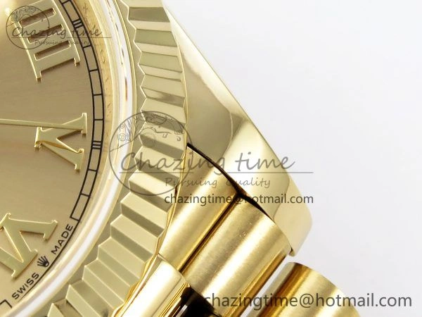 Day Date 40 YG JDF Gain Weight 904L Steel YG Roman Dial on President Bracelet VR3255 V3