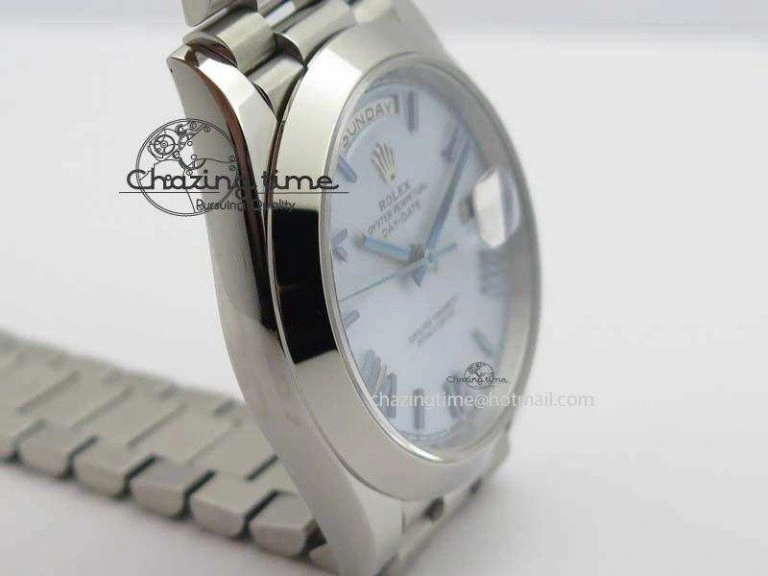Day-Date 40mm 228206 SS Noob 1:1 Best Edition Quadrant Textured Ice Blue Dial On SS Bracelet A3255