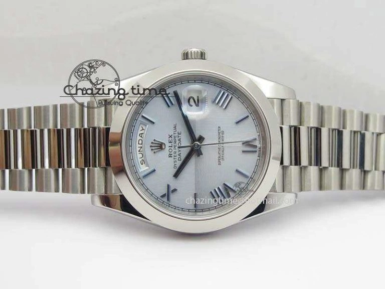 Day-Date 40mm 228206 SS Noob 1:1 Best Edition Quadrant Textured Ice Blue Dial On SS Bracelet A3255