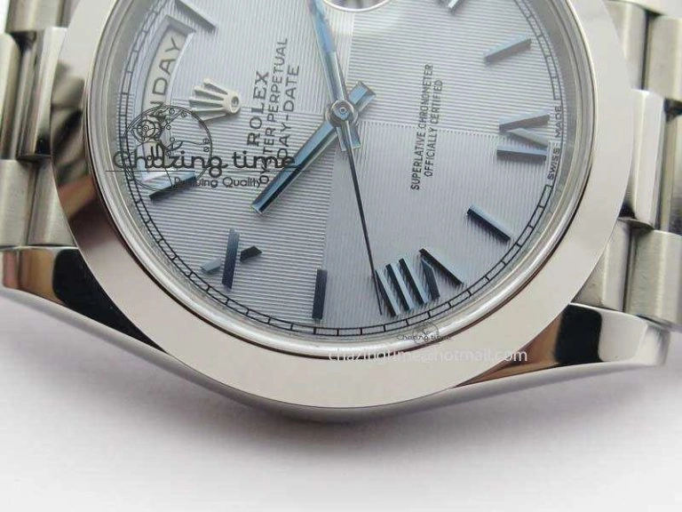 Day-Date 40mm 228206 SS Noob 1:1 Best Edition Quadrant Textured Ice Blue Dial On SS Bracelet A3255