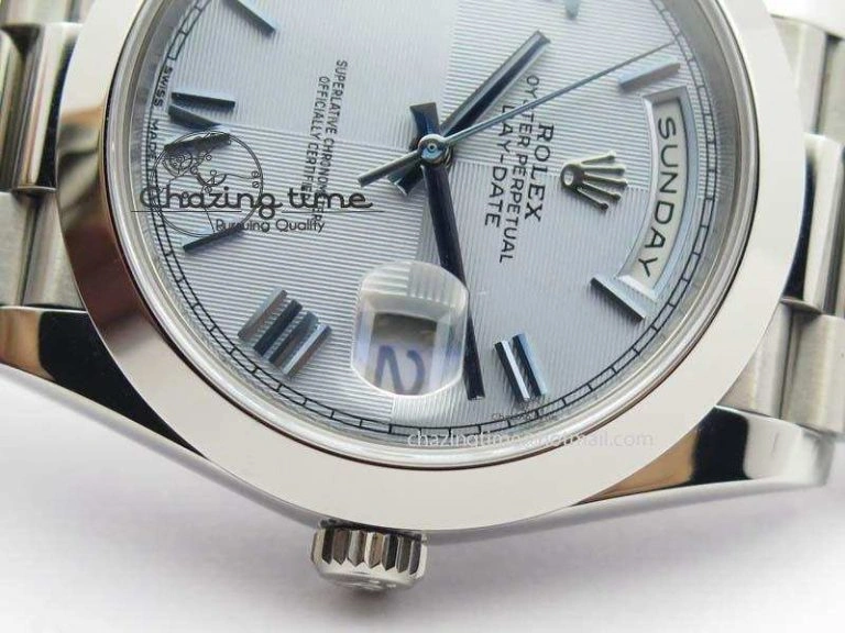 Day-Date 40mm 228206 SS Noob 1:1 Best Edition Quadrant Textured Ice Blue Dial On SS Bracelet A3255