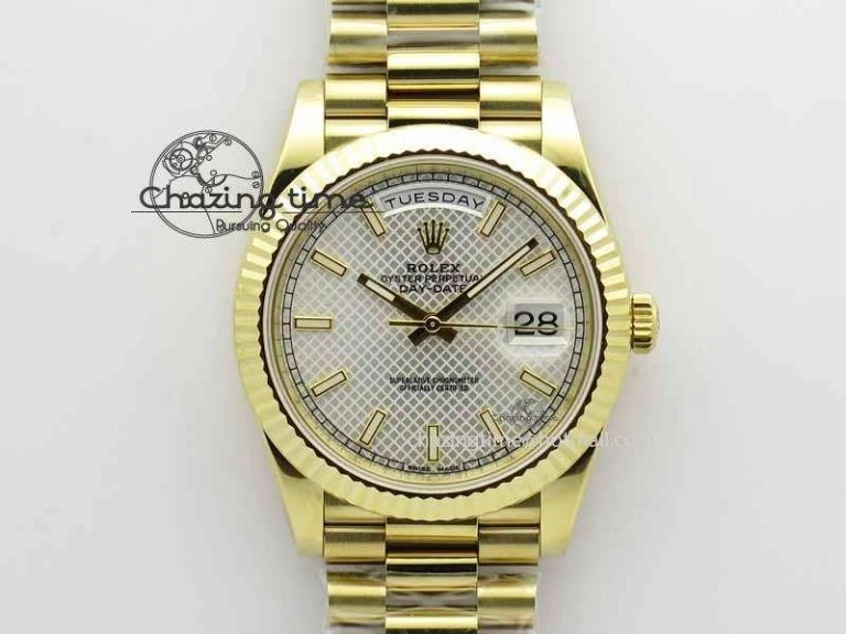Day-Date 40mm 228238 YG Noob 1:1 Best Edition Silver Dial On YG President Bracelet A3255