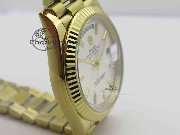 Day-Date 40mm 228238 YG Noob 1:1 Best Edition Silver Dial On YG President Bracelet A3255