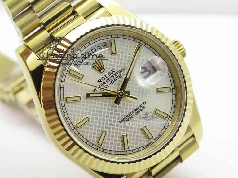 Day-Date 40mm 228238 YG Noob 1:1 Best Edition Silver Dial On YG President Bracelet A3255