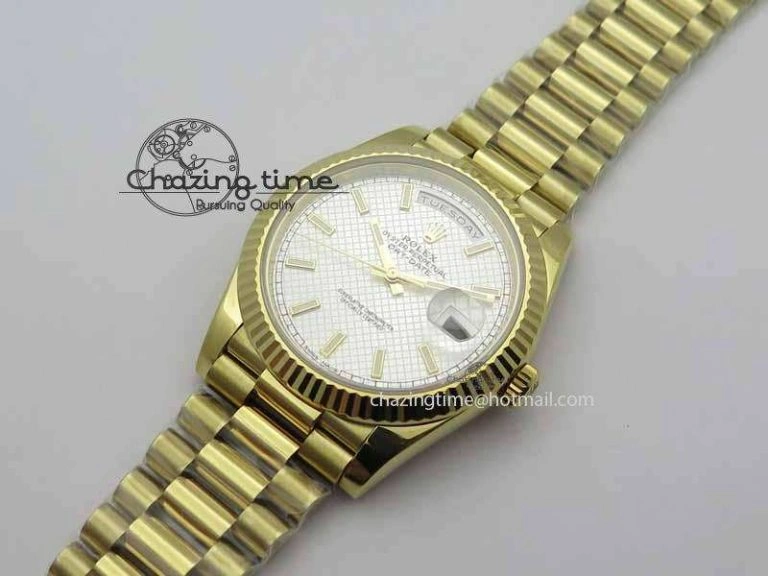 Day-Date 40mm 228238 YG Noob 1:1 Best Edition Silver Dial On YG President Bracelet A3255