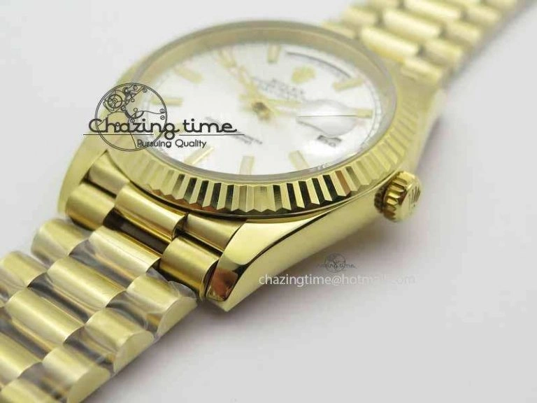 Day-Date 40mm 228238 YG Noob 1:1 Best Edition Silver Dial On YG President Bracelet A3255