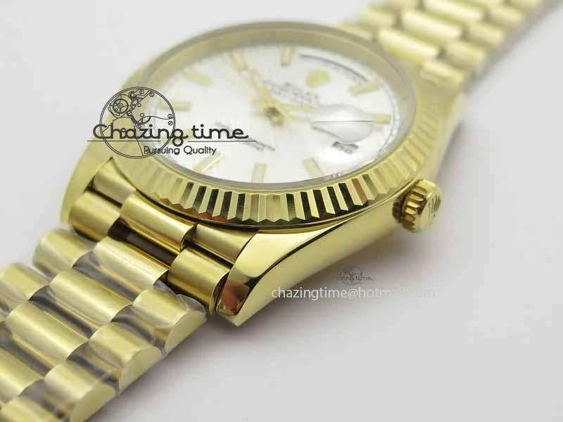 Day-Date 40mm 228238 YG Noob 1:1 Best Edition Silver Dial On YG President Bracelet A3255