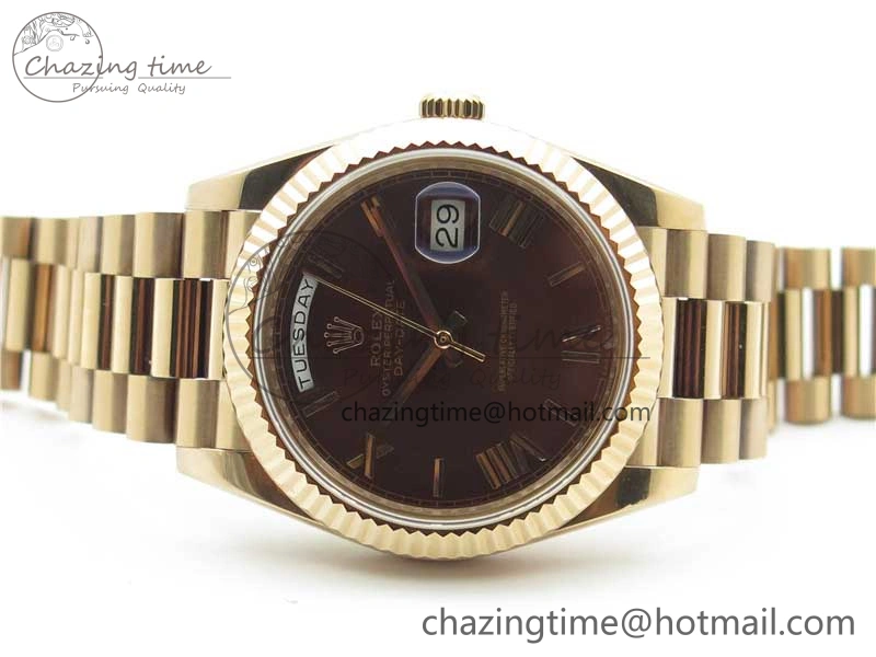Day-Date 40mm 228239 BP New Dial Version 904 RG Brown Roman Dial on RG President Bracelet A2836
