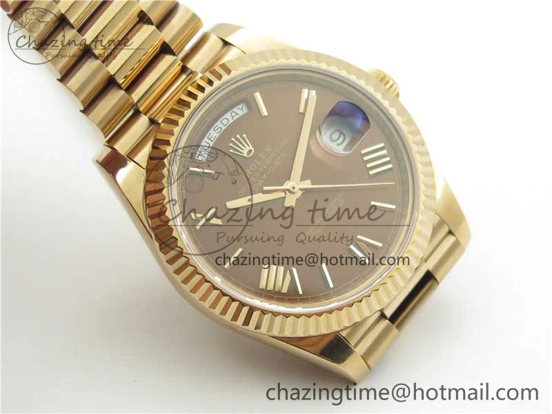 Day-Date 40mm 228239 BP New Dial Version 904 RG Brown Roman Dial on RG President Bracelet A2836