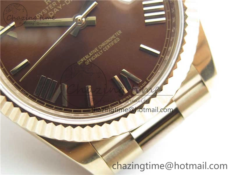 Day-Date 40mm 228239 BP New Dial Version 904 RG Brown Roman Dial on RG President Bracelet A2836