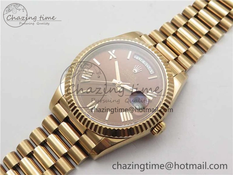 Day-Date 40mm 228239 BP New Dial Version 904 RG Brown Roman Dial on RG President Bracelet A2836