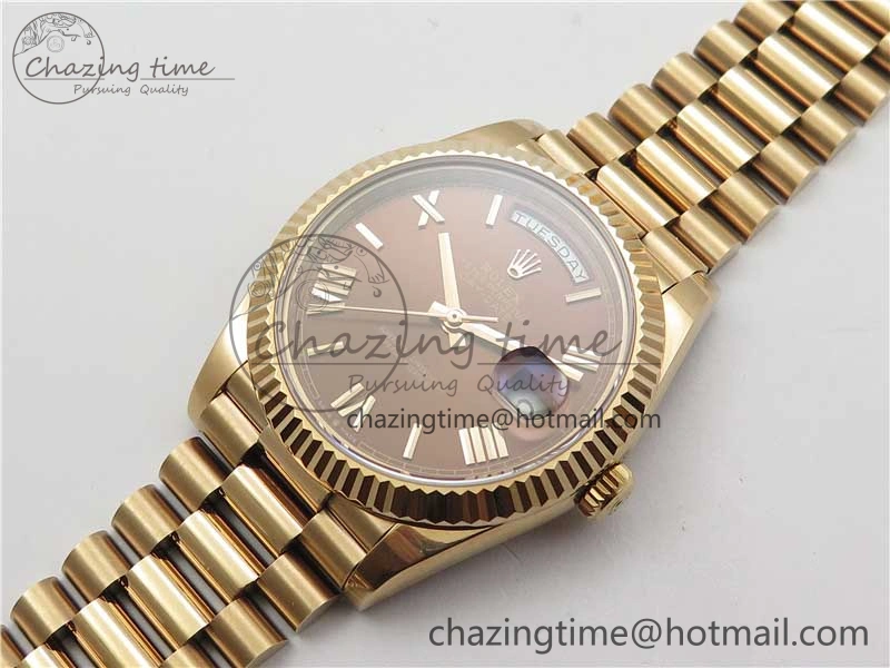 Day-Date 40mm 228239 BP New Dial Version 904 RG Brown Roman Dial on RG President Bracelet A2836