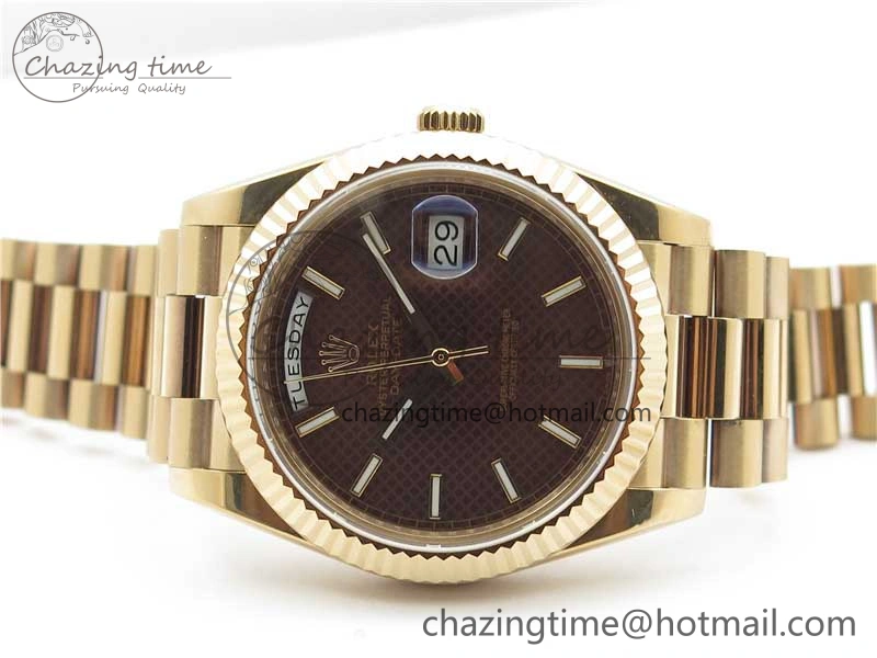 Day-Date 40mm 228239 BP New Dial Version 904 RG Brown Stick Markers Dial on RG President Bracelet A2836