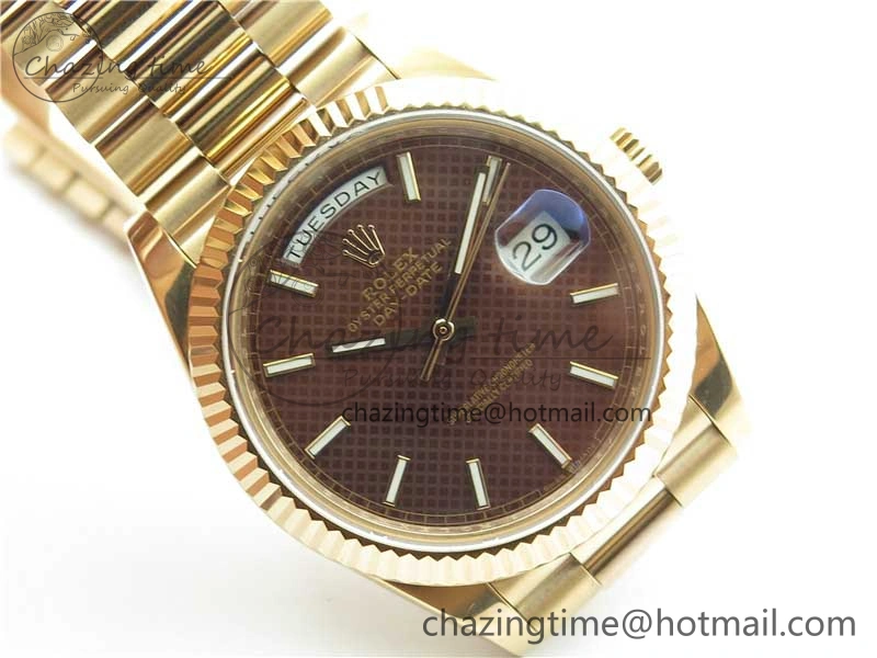 Day-Date 40mm 228239 BP New Dial Version 904 RG Brown Stick Markers Dial on RG President Bracelet A2836