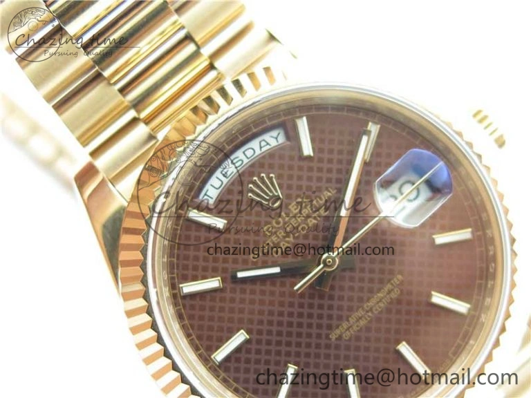 Day-Date 40mm 228239 BP New Dial Version 904 RG Brown Stick Markers Dial on RG President Bracelet A2836