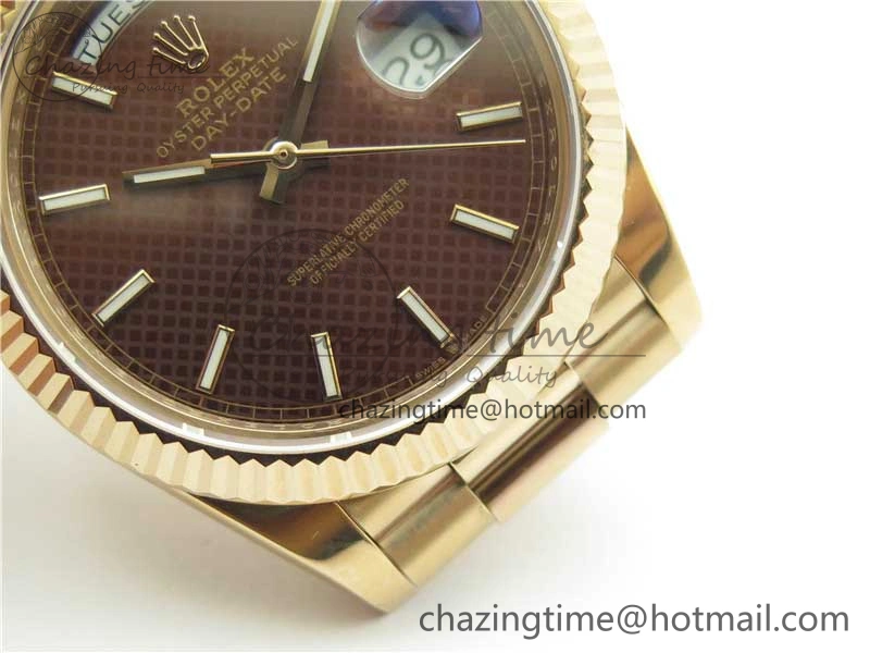 Day-Date 40mm 228239 BP New Dial Version 904 RG Brown Stick Markers Dial on RG President Bracelet A2836