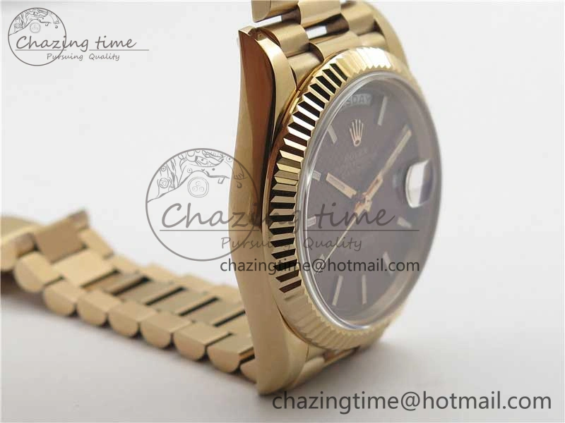 Day-Date 40mm 228239 BP New Dial Version 904 RG Brown Stick Markers Dial on RG President Bracelet A2836