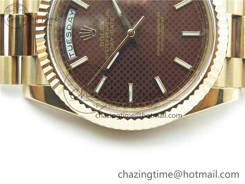 Day-Date 40mm 228239 BP New Dial Version 904 RG Brown Stick Markers Dial on RG President Bracelet A2836