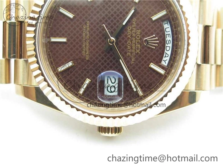 Day-Date 40mm 228239 BP New Dial Version 904 RG Brown Stick Markers Dial on RG President Bracelet A2836
