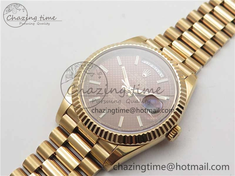 Day-Date 40mm 228239 BP New Dial Version 904 RG Brown Stick Markers Dial on RG President Bracelet A2836