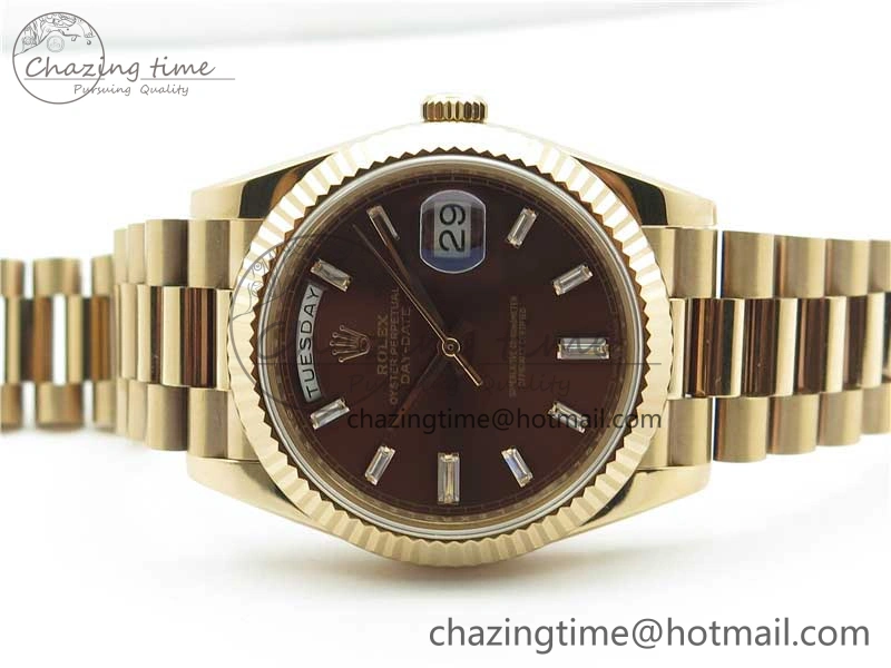 Day-Date 40mm 228239 BP New Dial Version 904 RG Brown T Crystal Markers Dial on RG President Bracelet A2836