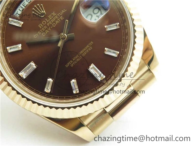 Day-Date 40mm 228239 BP New Dial Version 904 RG Brown T Crystal Markers Dial on RG President Bracelet A2836