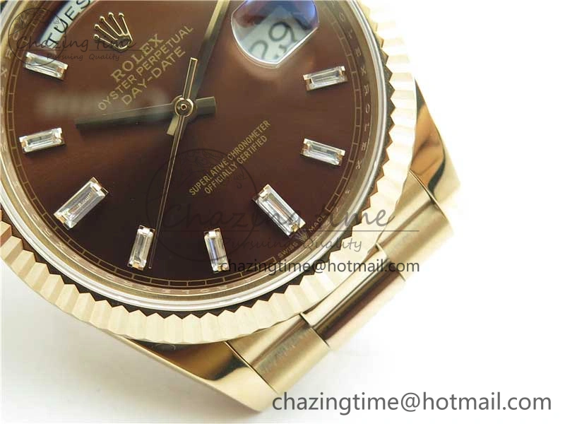 Day-Date 40mm 228239 BP New Dial Version 904 RG Brown T Crystal Markers Dial on RG President Bracelet A2836