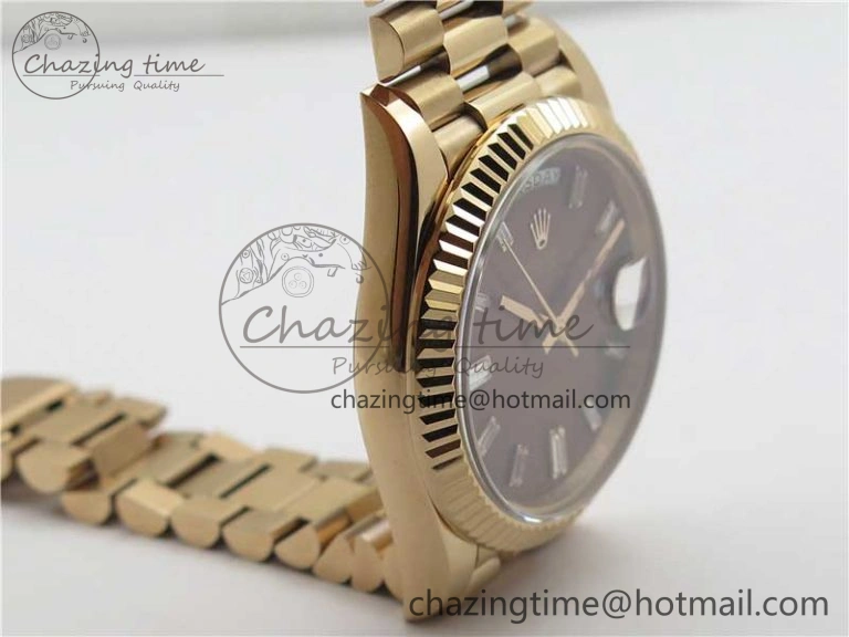 Day-Date 40mm 228239 BP New Dial Version 904 RG Brown T Crystal Markers Dial on RG President Bracelet A2836