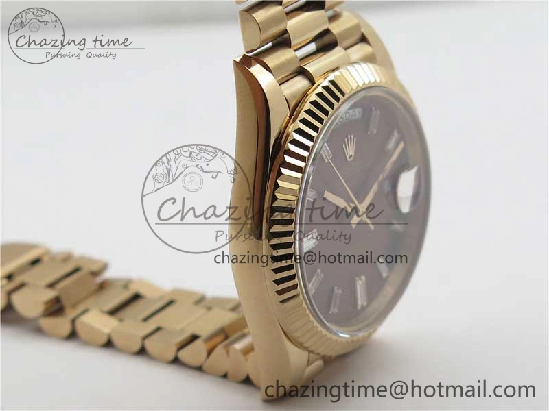 Day-Date 40mm 228239 BP New Dial Version 904 RG Brown T Crystal Markers Dial on RG President Bracelet A2836