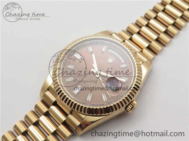 Day-Date 40mm 228239 BP New Dial Version 904 RG Brown T Crystal Markers Dial on RG President Bracelet A2836