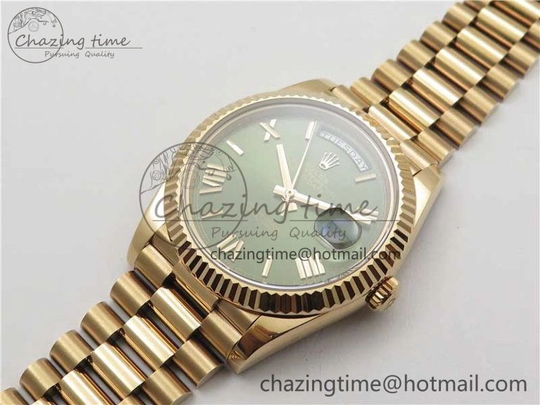 Day-Date 40mm 228239 BP New Dial Version 904 RG Green Roman Dial on RG President Bracelet A2836