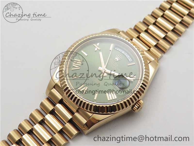 Day-Date 40mm 228239 BP New Dial Version 904 RG Green Roman Dial on RG President Bracelet A2836