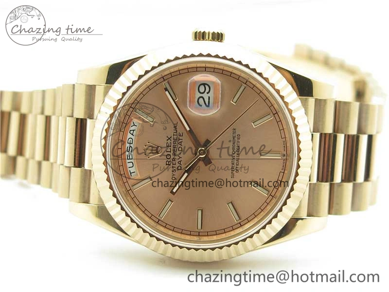 Day-Date 40mm 228239 BP New Dial Version 904 RG Stick Markers RG Dial on RG President Bracelet A2836