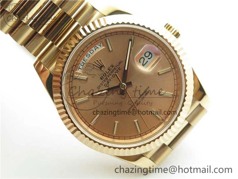 Day-Date 40mm 228239 BP New Dial Version 904 RG Stick Markers RG Dial on RG President Bracelet A2836
