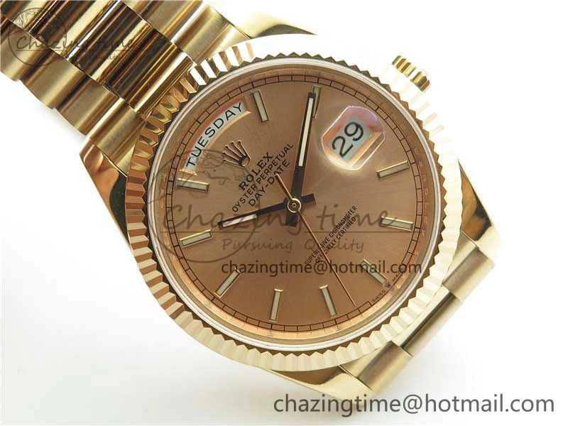 Day-Date 40mm 228239 BP New Dial Version 904 RG Stick Markers RG Dial on RG President Bracelet A2836