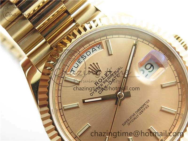 Day-Date 40mm 228239 BP New Dial Version 904 RG Stick Markers RG Dial on RG President Bracelet A2836
