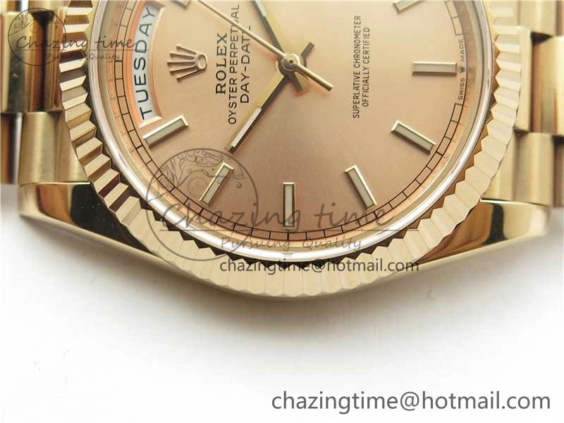Day-Date 40mm 228239 BP New Dial Version 904 RG Stick Markers RG Dial on RG President Bracelet A2836