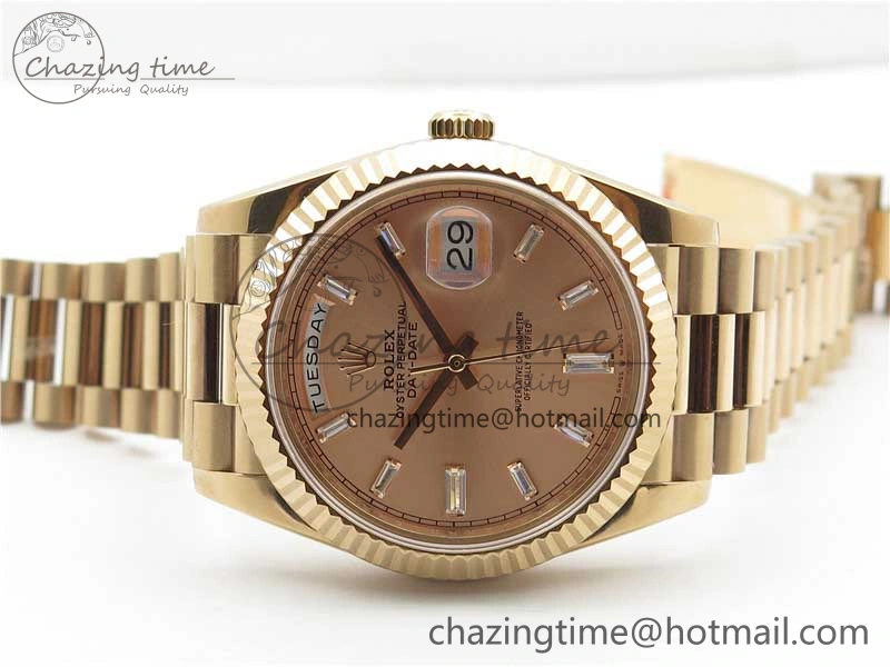 Day-Date 40mm 228239 BP New Dial Version 904 RG T Crystal Markers RG Dial on RG President Bracelet A2836