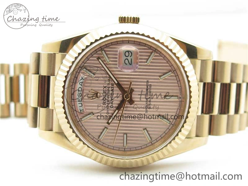 Day-Date 40mm 228239 BP New Dial Version 904 RG Textured Stick Markers Dial on RG President Bracelet A2836
